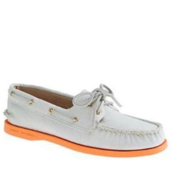Sperry Shoes - j. crew Sperry boat shoes baby blue orange stripe